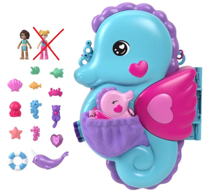 Polly Pocket Kompaktowa Torebka Koniki Morskie HWP03 - poprezentacyjny
