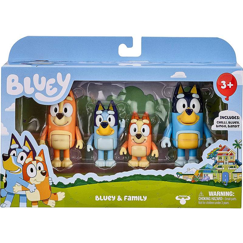 Bluey Zestaw rodzina plus cztery figurki Bluey, Bingo mama i tata 130094