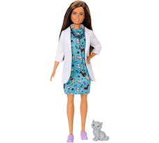 Barbie Lalka kariera lekarka weterynarz z kotkiem GJL63
