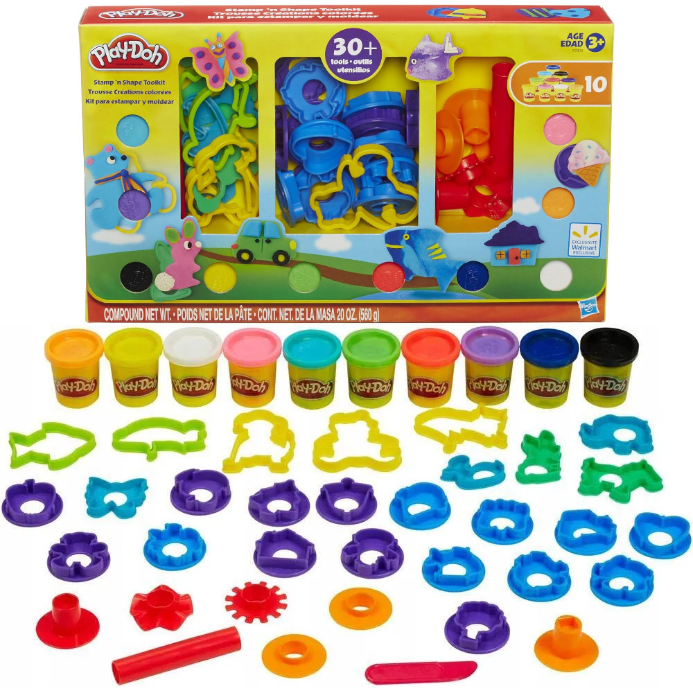Play-Doh Zestaw z kształtami i stemplami 10 tub  A9305