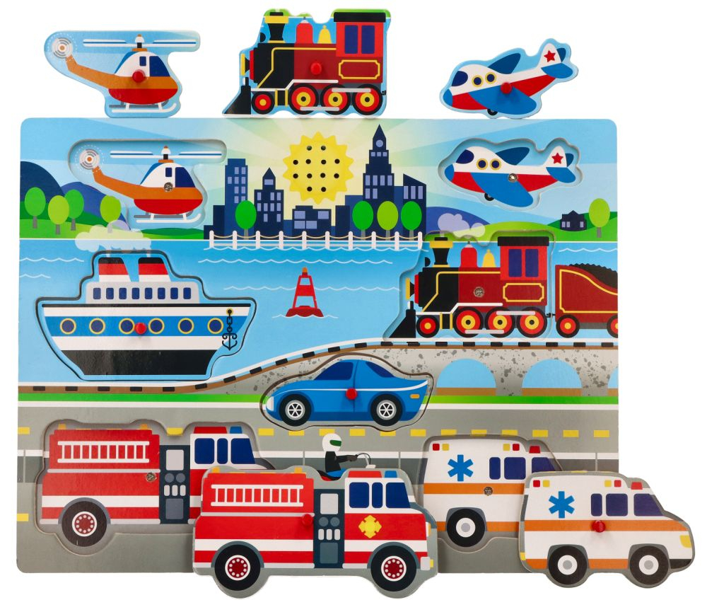 Melissa&Doug Drewniane Puzzle z dźwiękiem Pojazdy 7 elementów 94427