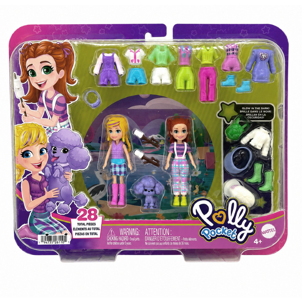 Polly Pocket Zestaw Pieczenie Pianek Zestaw Ubranek + 2 Lalki JCB23