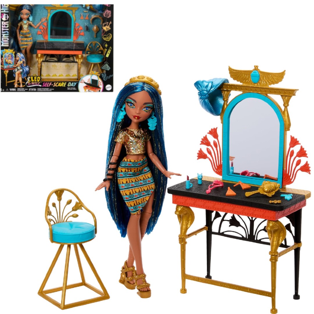 Monster High Zestaw Self-Scare Day Toaletka Cleo DeNile Lalka + akcesoria HXH96