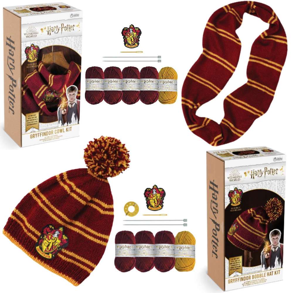 Harry Potter Gryffindor Czapka i Szalik zestaw do robienia na drutach