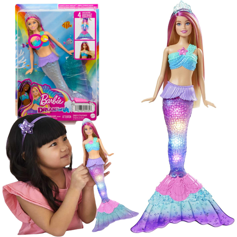 Barbie Dreamtopia Malibu Lalka Syrenka Migoczące Światełka HDJ36