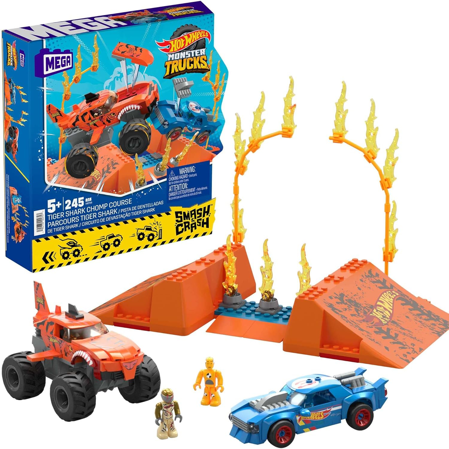 Mega Hot Wheels Monster Trucks Tiger Shark Klocki HKF88