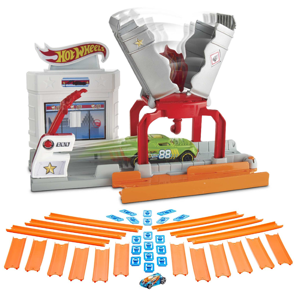 Hot Wheels Zestaw Pożar na Stacji FJN36 + Zestaw Torów Hot Wheels 4,5 m BHT77