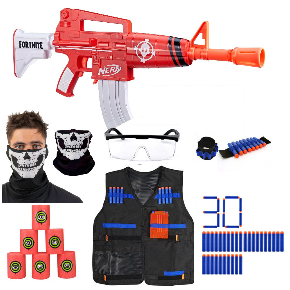 Nerf Fortnite Insightful F7623 + Kamizelka + Bandana Czacha + Cele + Okulary + Opaska + 30 Strzałek 