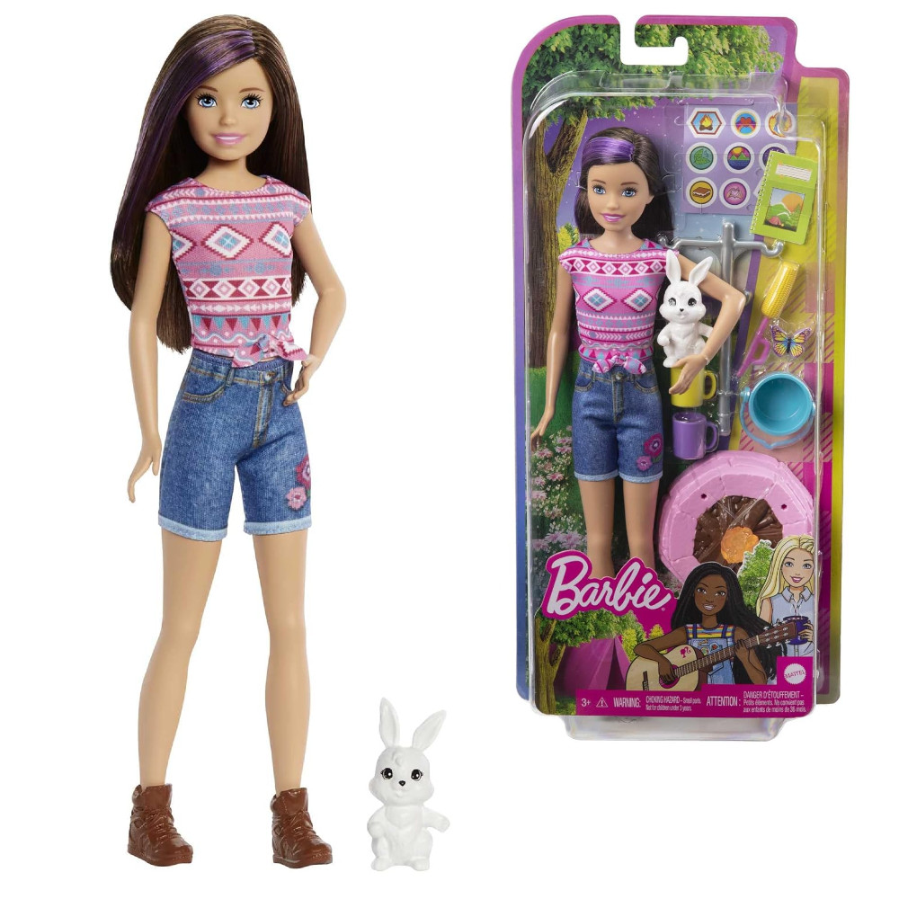 Barbie Skipper Zestaw Kemping lalka i zwierzątko HDF71