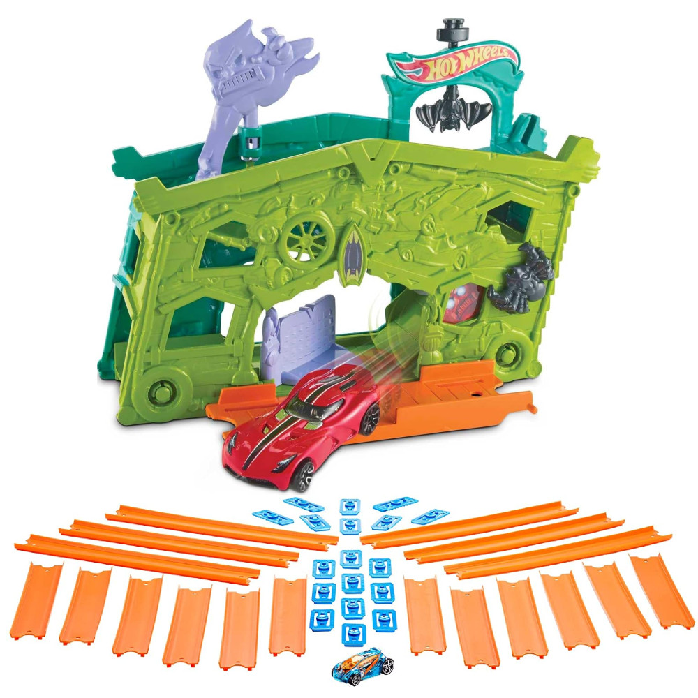 Hot Wheels Zestaw Garaż Duchów FJN38 + Zestaw Torów Hot Wheels 4,5 m BHT77 
