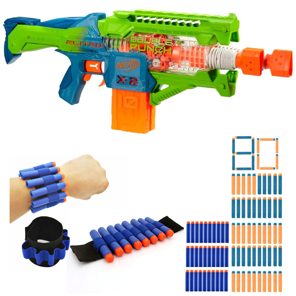 Nerf Elite 2.0 Double Punch F6363 + 30 Strzałek + Opaska na 8 Strzałek