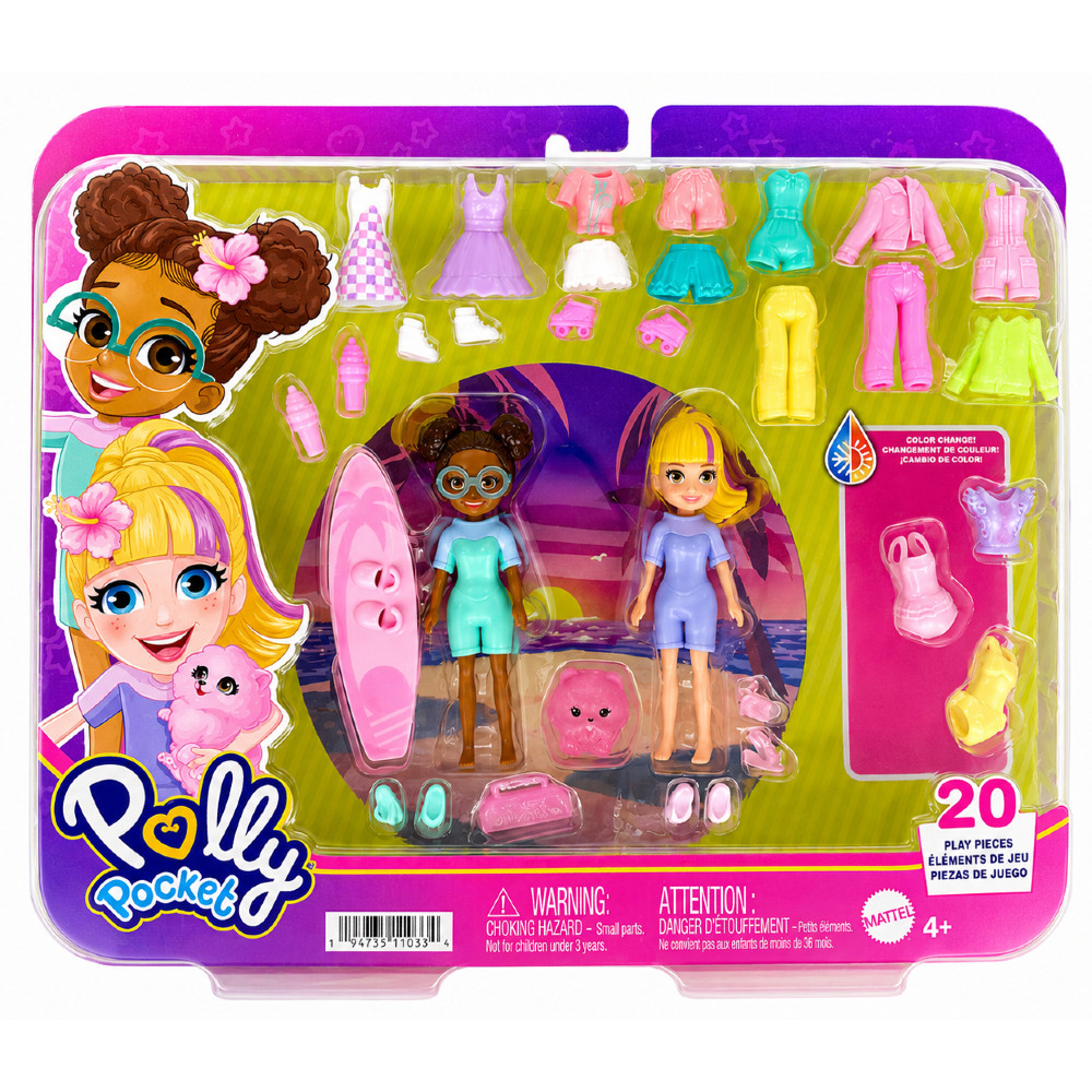 Polly Pocket Zestaw Surfling Zestaw Ubranek + 2 Lalki HRD61