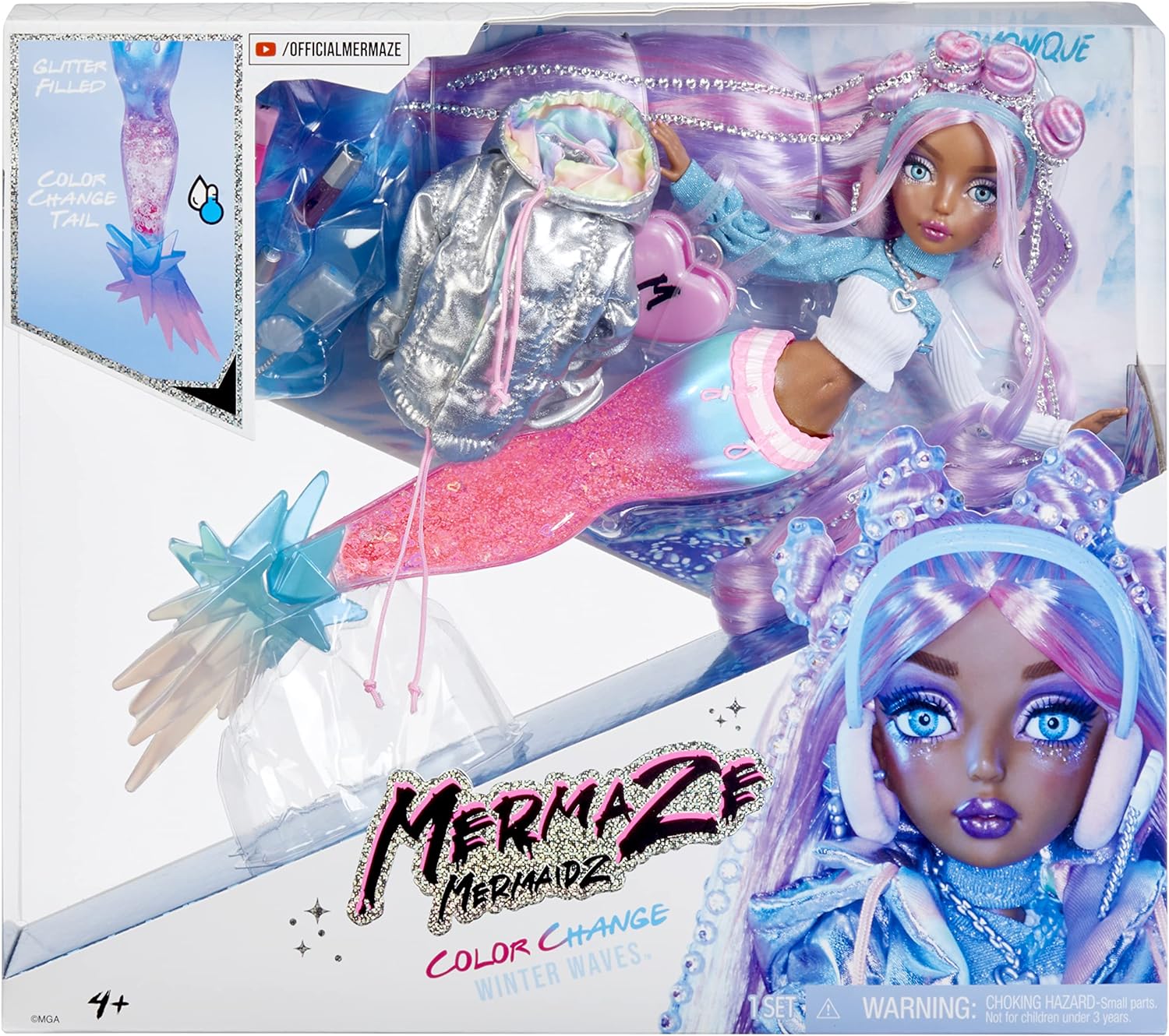 Mermaze Mermaidz Winter Waves Lalka syrenka zmieniająca kolor Harmonique 585398 