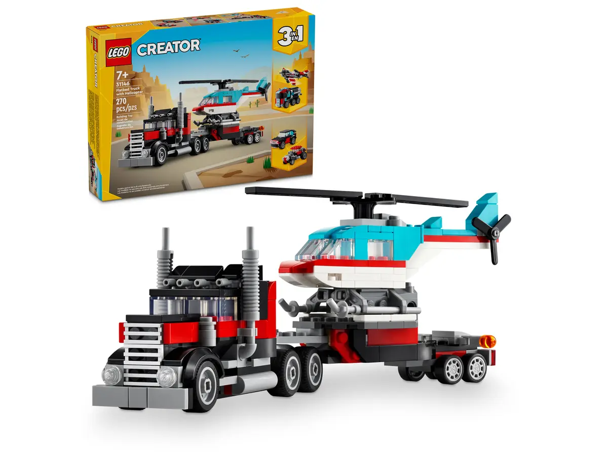 Lego Creator Ciężarówka z Platformą i Helikopterem 31146