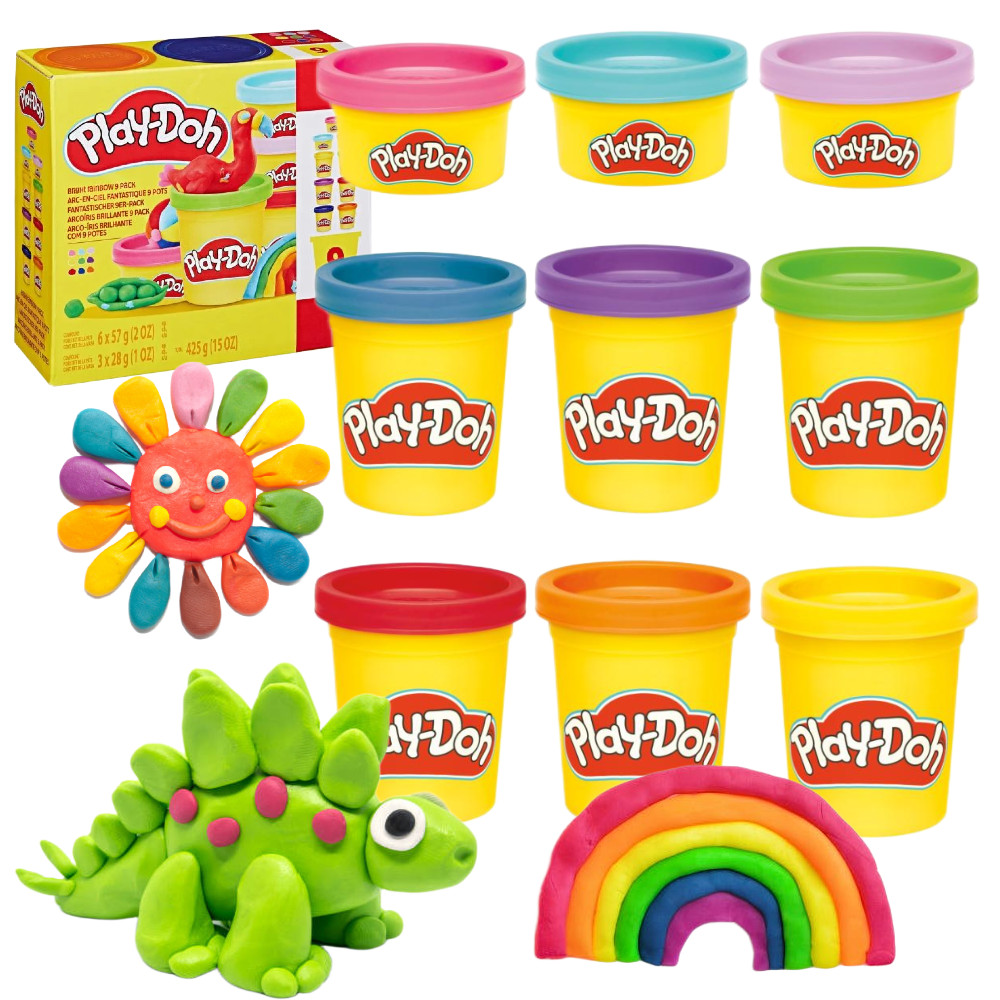 Play-Doh Zestaw Ciastolina Tęczowe Kolory 9 Tub 425g F7965