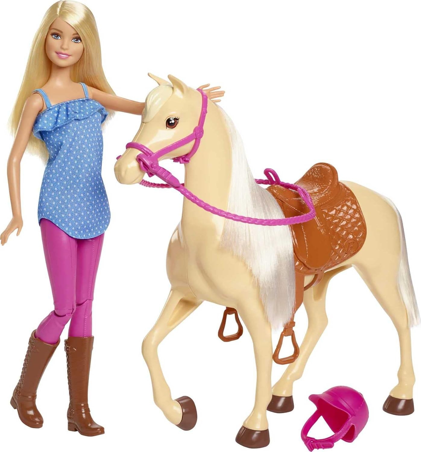 Barbie Lalka Blondynka Dżokejka + koń FXH13