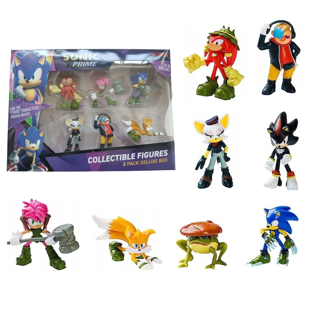 Sonic Prime zestaw figurek 8-pak Zestaw B: Dr. Don't, Knuckles, Amy Rose, Sonic, Rebel Rouge, Sonic Miles, Sonic Shadow, Froggy