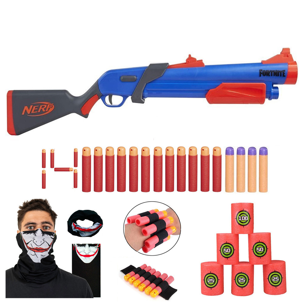 Nerf Fortnite Shotgun Pump SG Mega F0318 + 10 strzałek Mega + bandana Joker + opaska Mega + cele