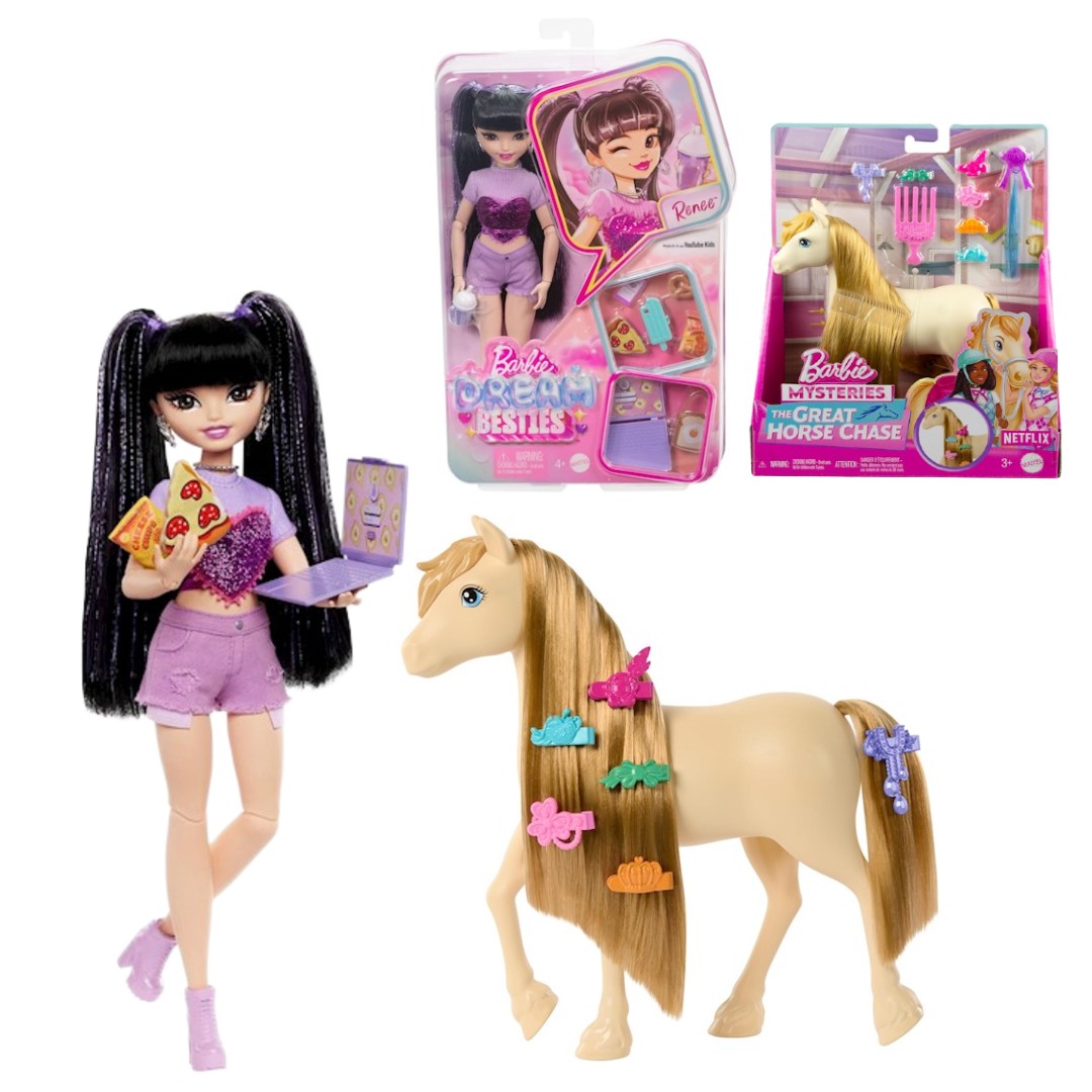 Barbie Zestaw do stylizacji lalka Malibu Dream Besties + Konik Kucyk Tornado HYC24 HXJ36