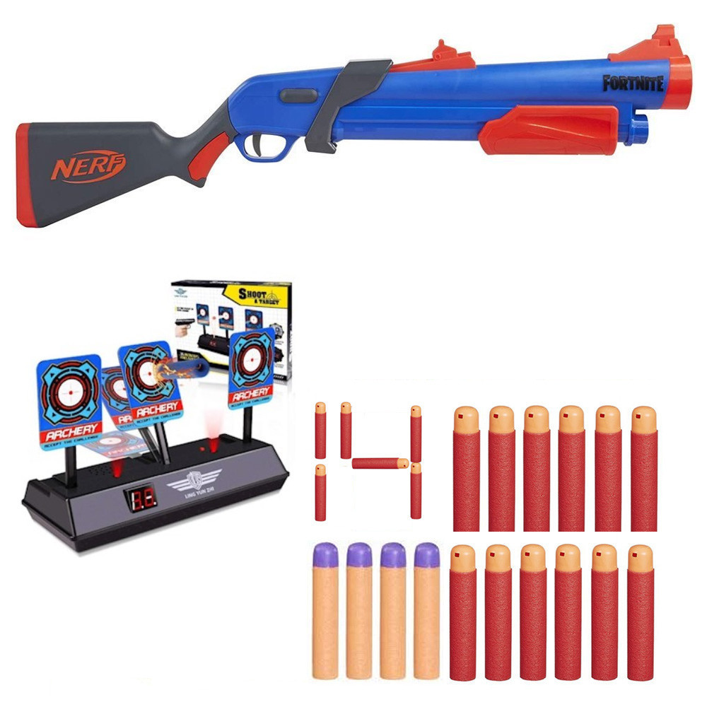 Nerf Fortnite Shotgun Pump SG Mega F0318 + 10 strzałek Mega + tarcza na 3 cele