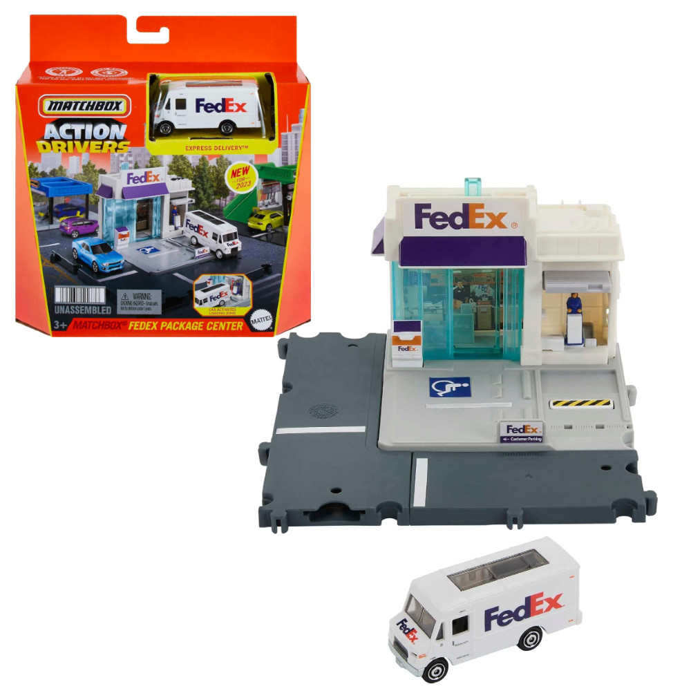 Matchbox Prawdziwe Przygody Centrum Wysyłkowe Fedex + pojazd HLY62