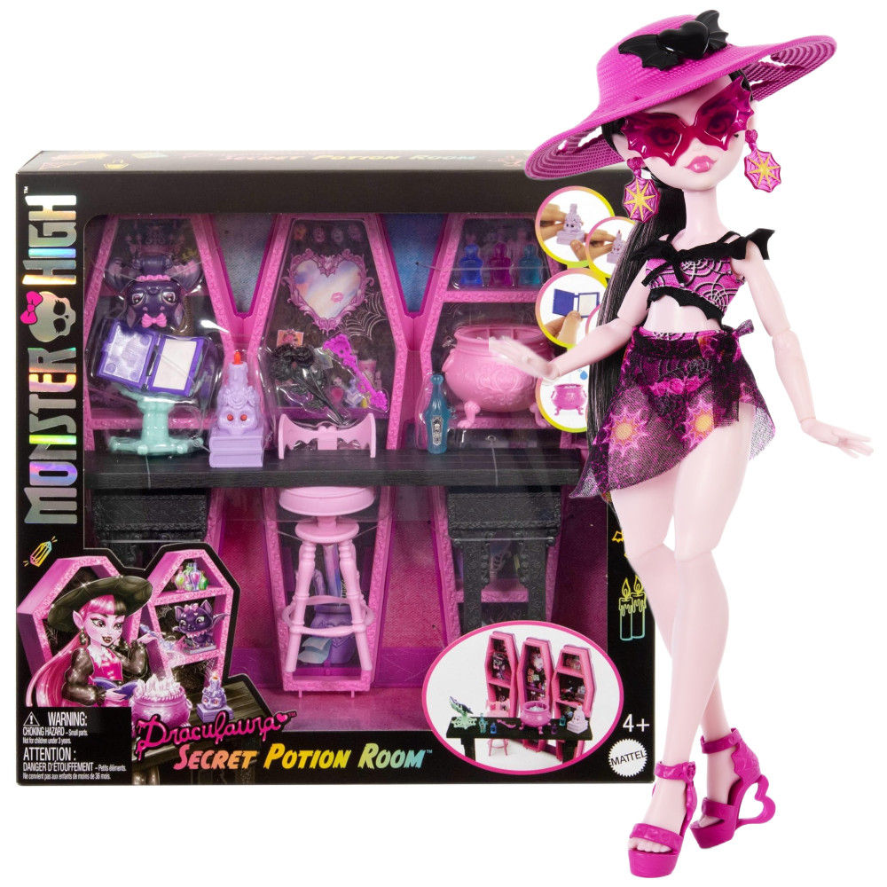 Monster High Sekretny pokój eliksirów Draculaury JBF15 + Lalka Draculaura HRP66