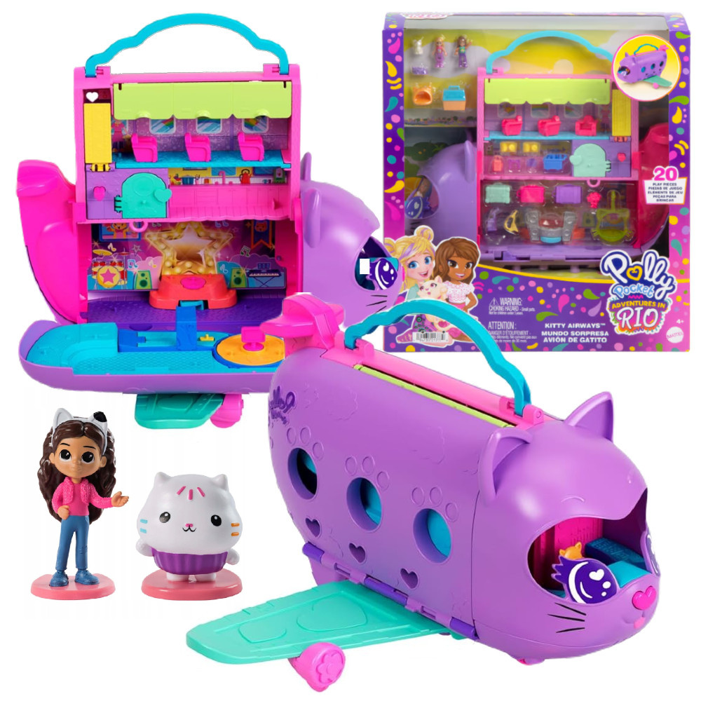 Polly Pocket Kotolot Zestaw Samolot 2 Lalki i Akcesoria HWP19 + Figurka Gabi i Łakotek