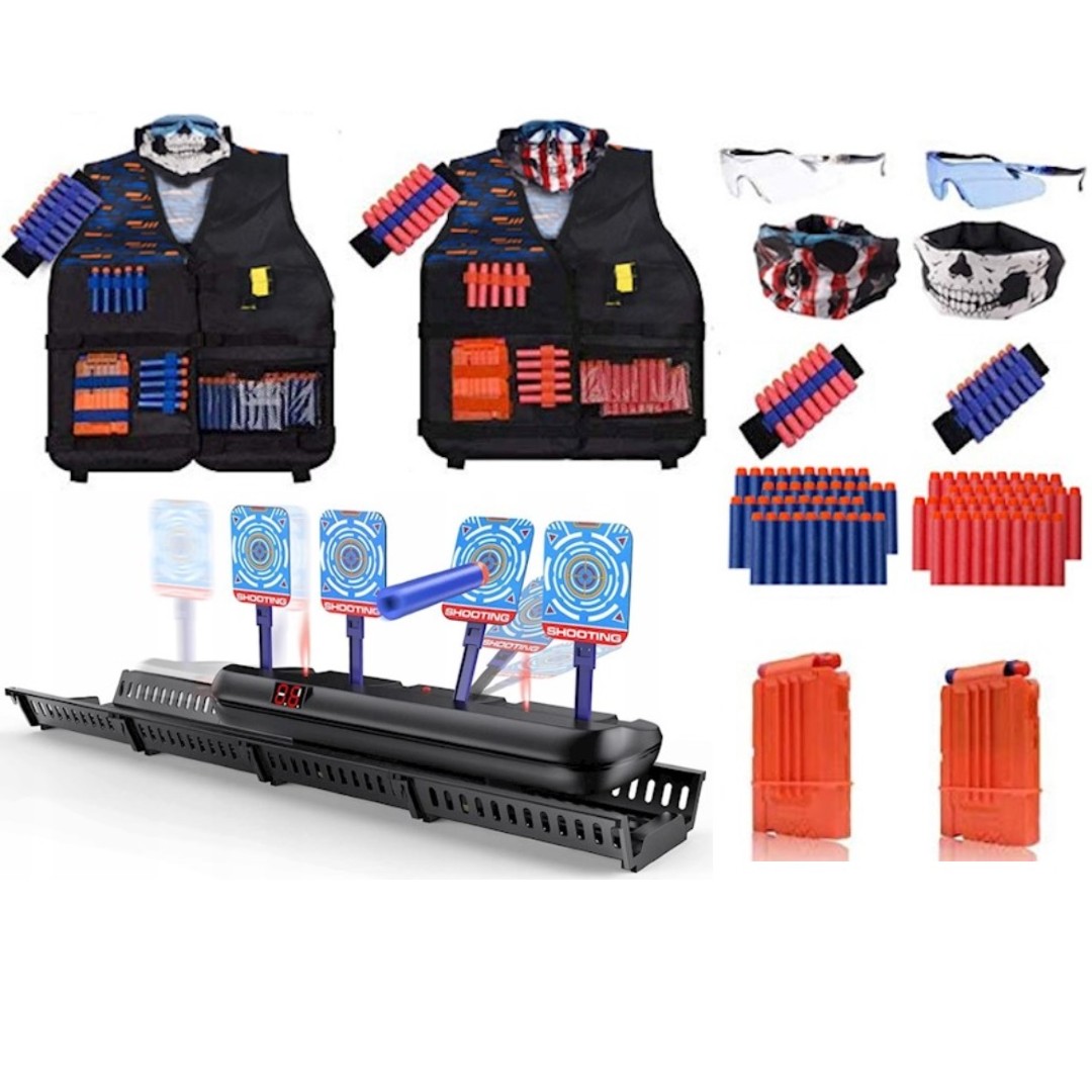 Dwie kamizelki do Nerf zestaw podwójny + ruchoma tarcza elektroniczna