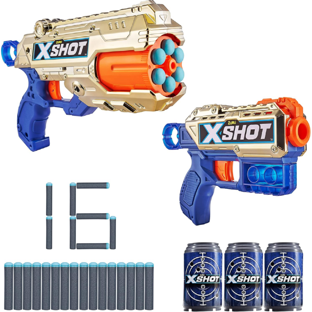 X-Shot Excel Royale Chrome Edition 2pak Reflex 6 + Kickback 36486