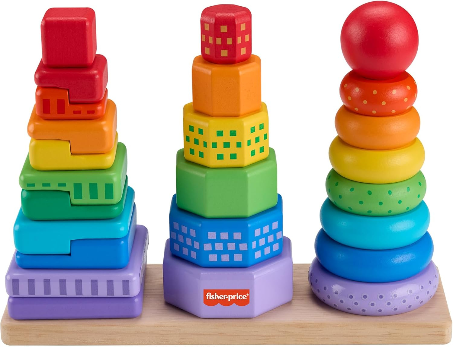 Fisher-Price Drewniane Piramidki Układanka Sorter Kształtów HXT76