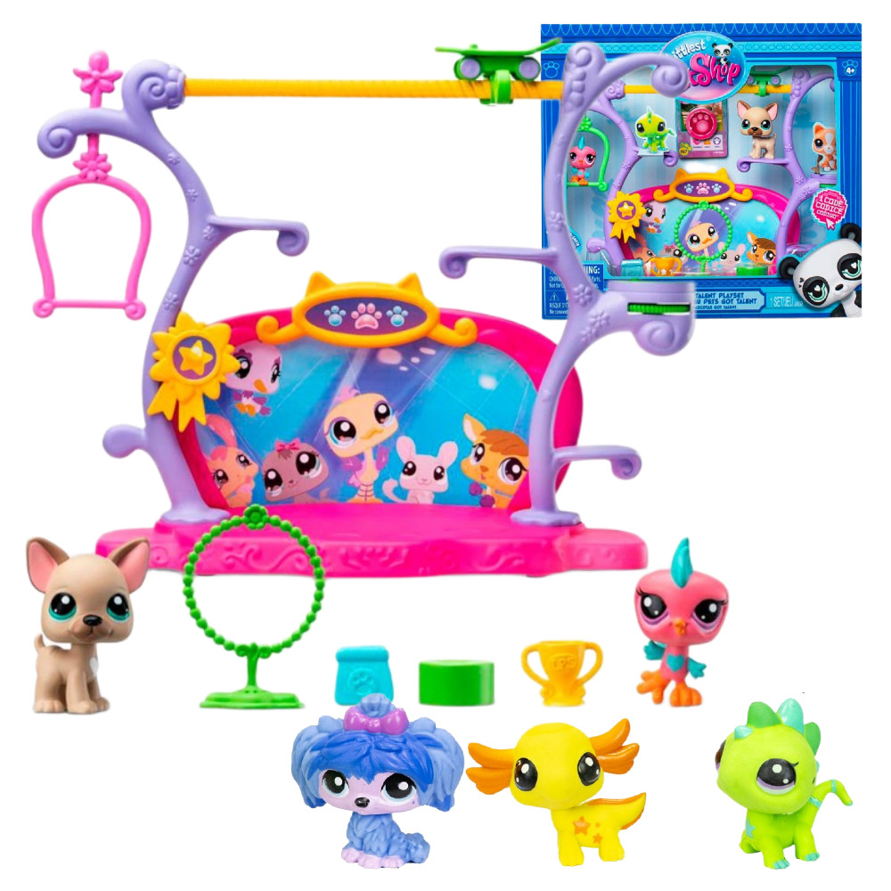 Littlest Pet Shop Zwierzaki Mają Talent Zestaw do zabawy 00558 + 3 Figurki Piesek Dinozour Aksolotl 1087310 