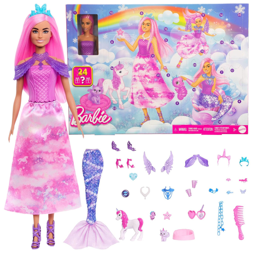 Barbie Świat Fantazji Kalendarz adwentowy Lalka + 24 niespodzianki JFL66