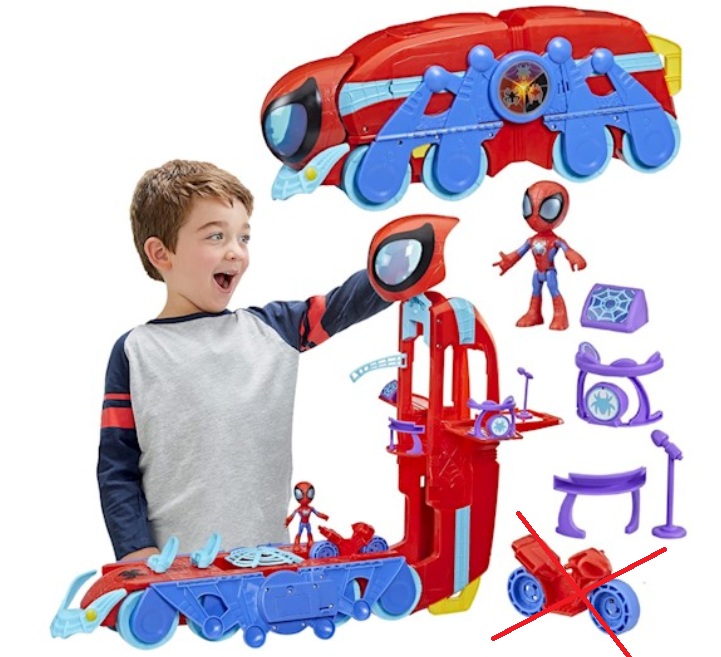 Marvel Spidey i Super-Kumple Pojazd Crawl-R 2w1 61 cm + figurka Spidey F3721 - brak motoru
