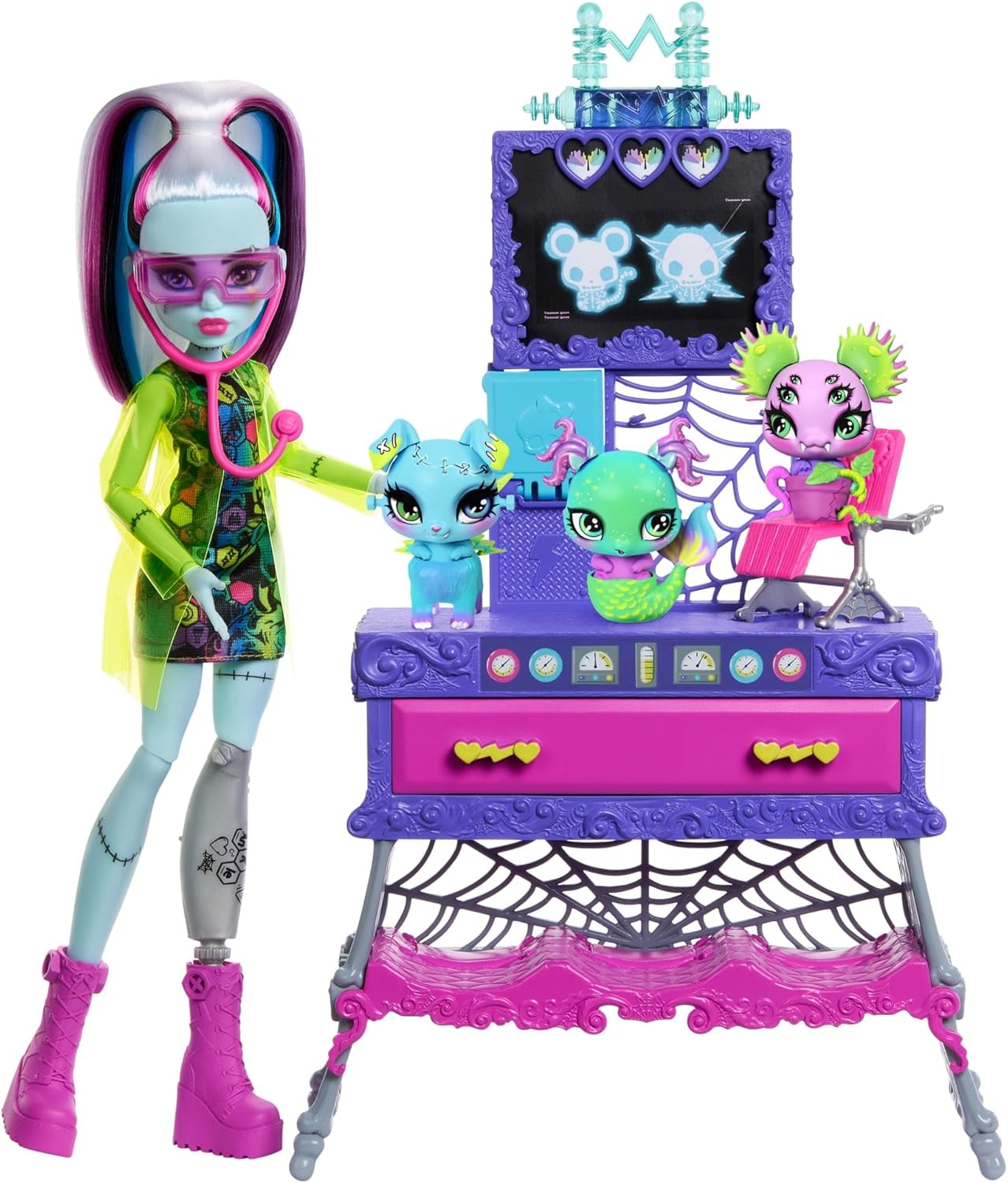 Monster High Frankie Stein Stwórz Pupila Zestaw Lalka + Akcesoria JBF18