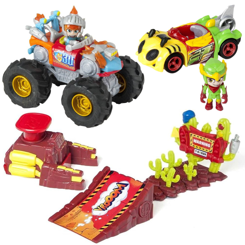 T-Racers Zestaw Eagle Jump Wyrzutnia + Pojazd Mega Striker 2w1