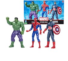 Marvel 3-Pak Figurek Hulk Spider-man i Kapitan Ameryka F6601 
