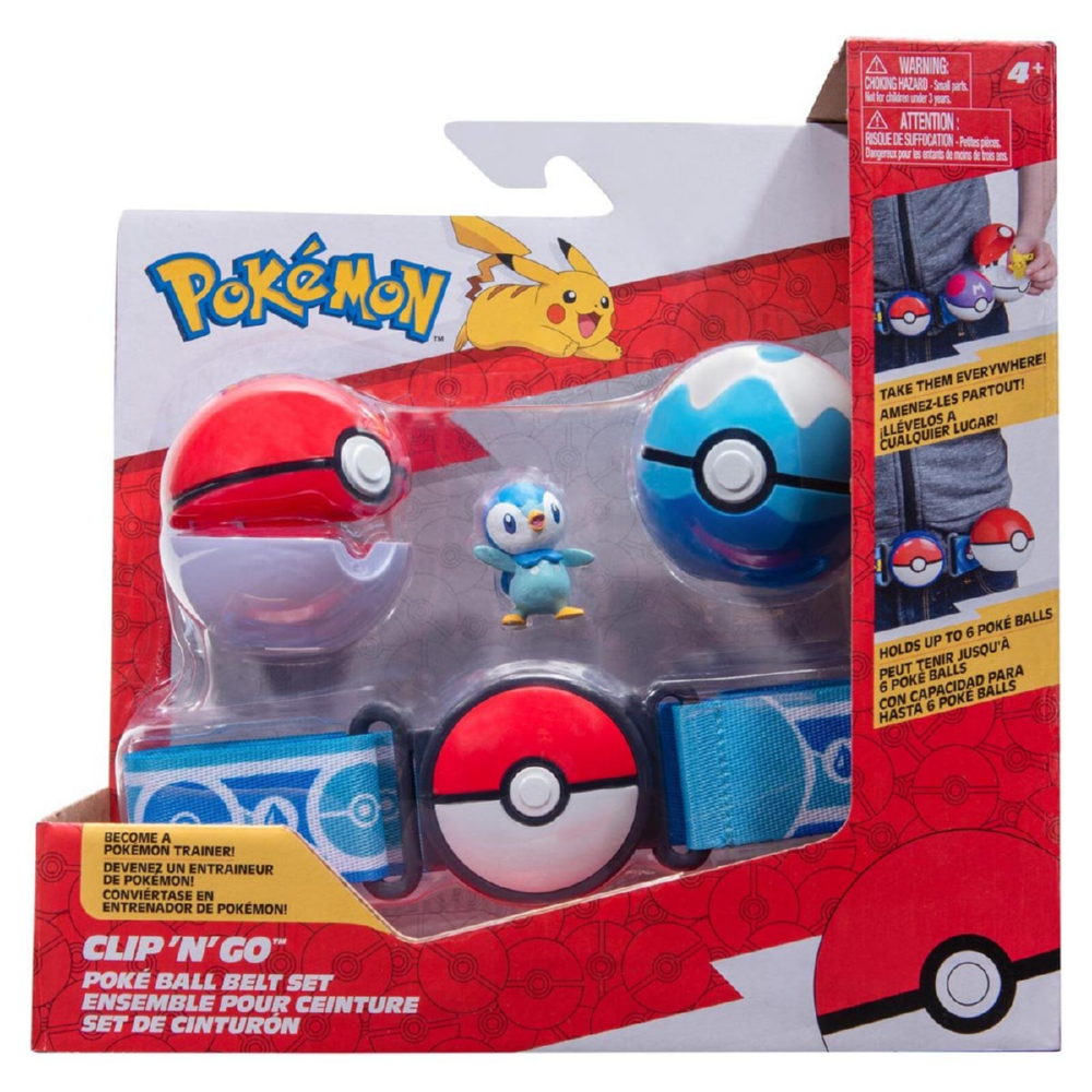 Pokemon Clip ' N ' Go Quaxly Niebieski Pas Trenera z Figurką Piplup 3645 