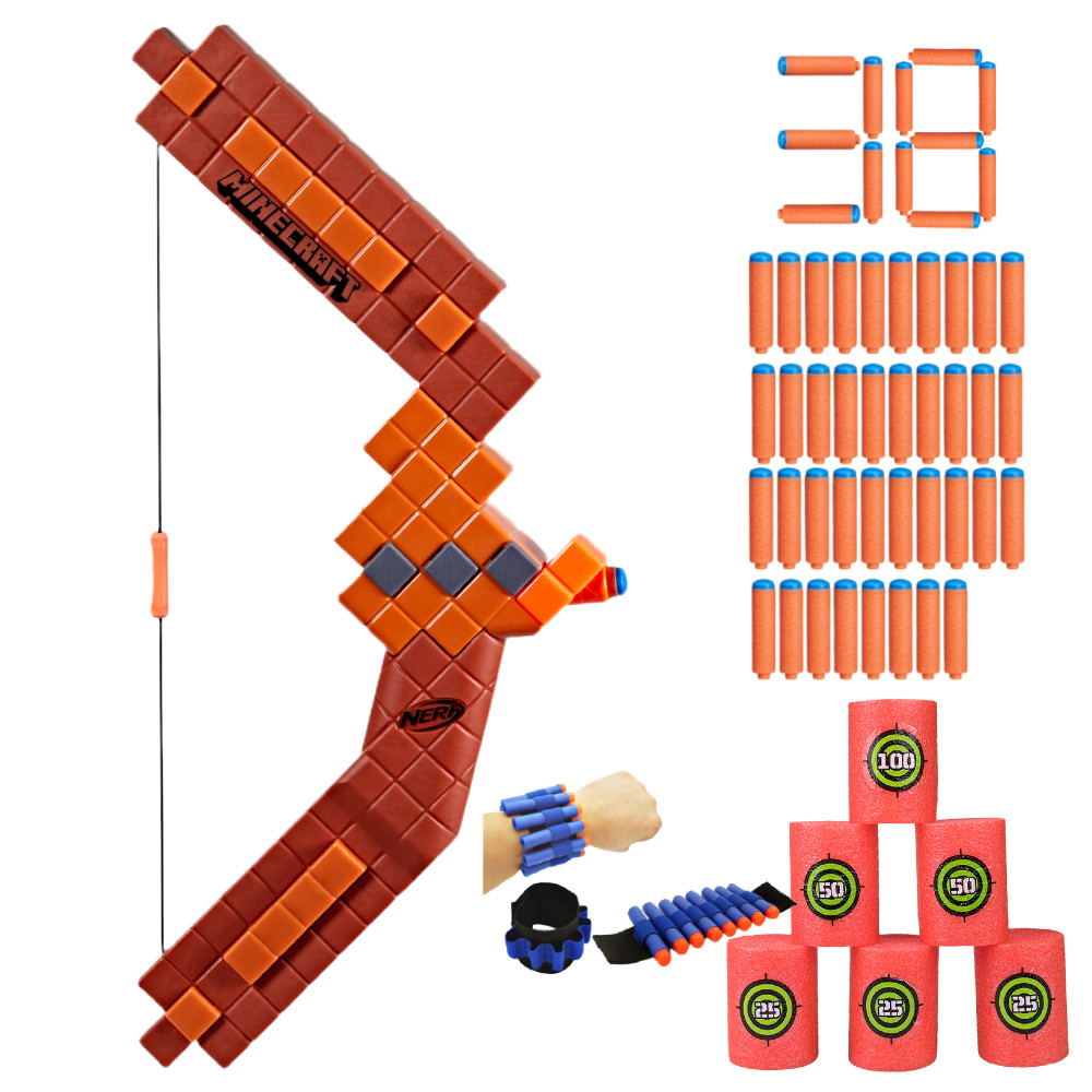 Nerf N1 N Series Zestaw Łuk Minecraft Bow G1120 + 30 Strzałek N1 + Opaska na Strzałki + Cele Piankowe