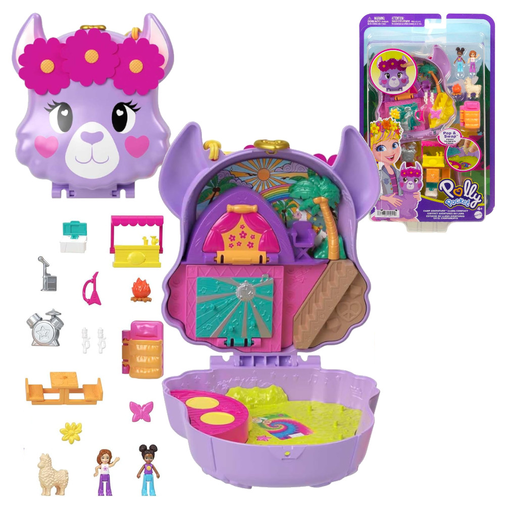 Mattel Polly Pocket Zestaw Kompaktowy Biwakowa Lama HKV33