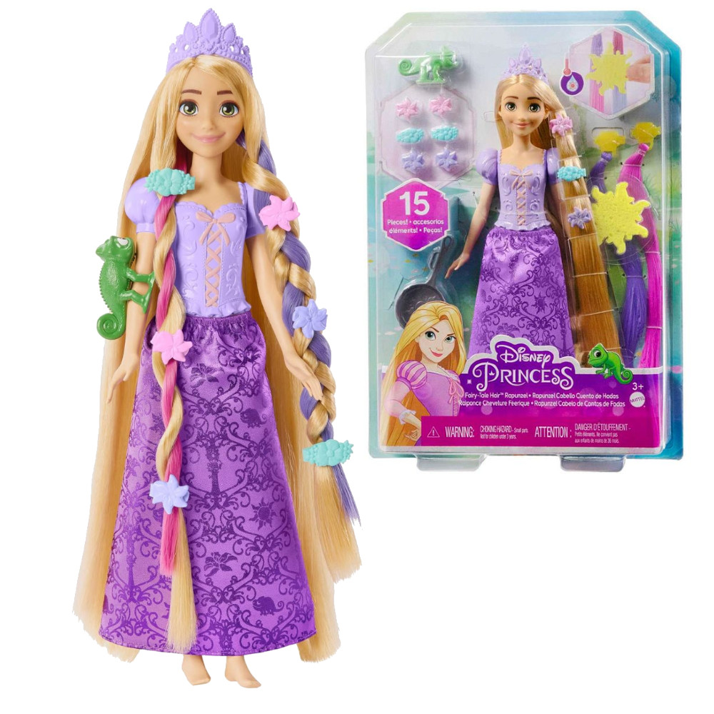 Mattel Disney Księżniczki Lalka Roszpunka z Pascalem Stylizacja Włosów HLW18