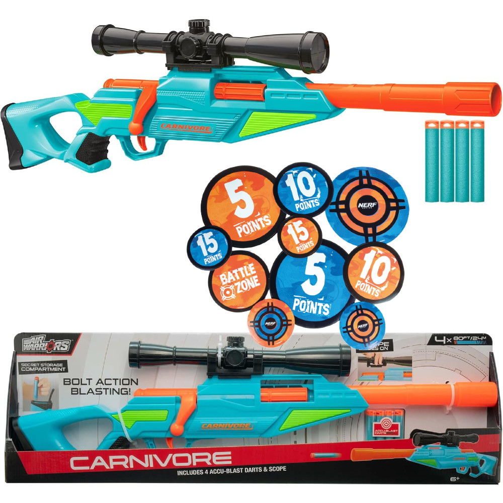 Buzz Bee Air Warriors Carnivore 561005 + zestaw 12 naklejek celi Nerf 