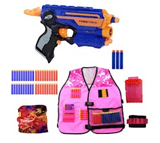 Wyrzutnia Nerf N-Strike Elite Firestrike 53378 + różowa kamizelka zestaw dla dziewczynek GIRL POWER
