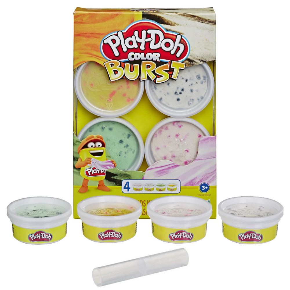 Play-Doh Zestaw Wybuchowe Kolory 4 tuby + wałek  E8061