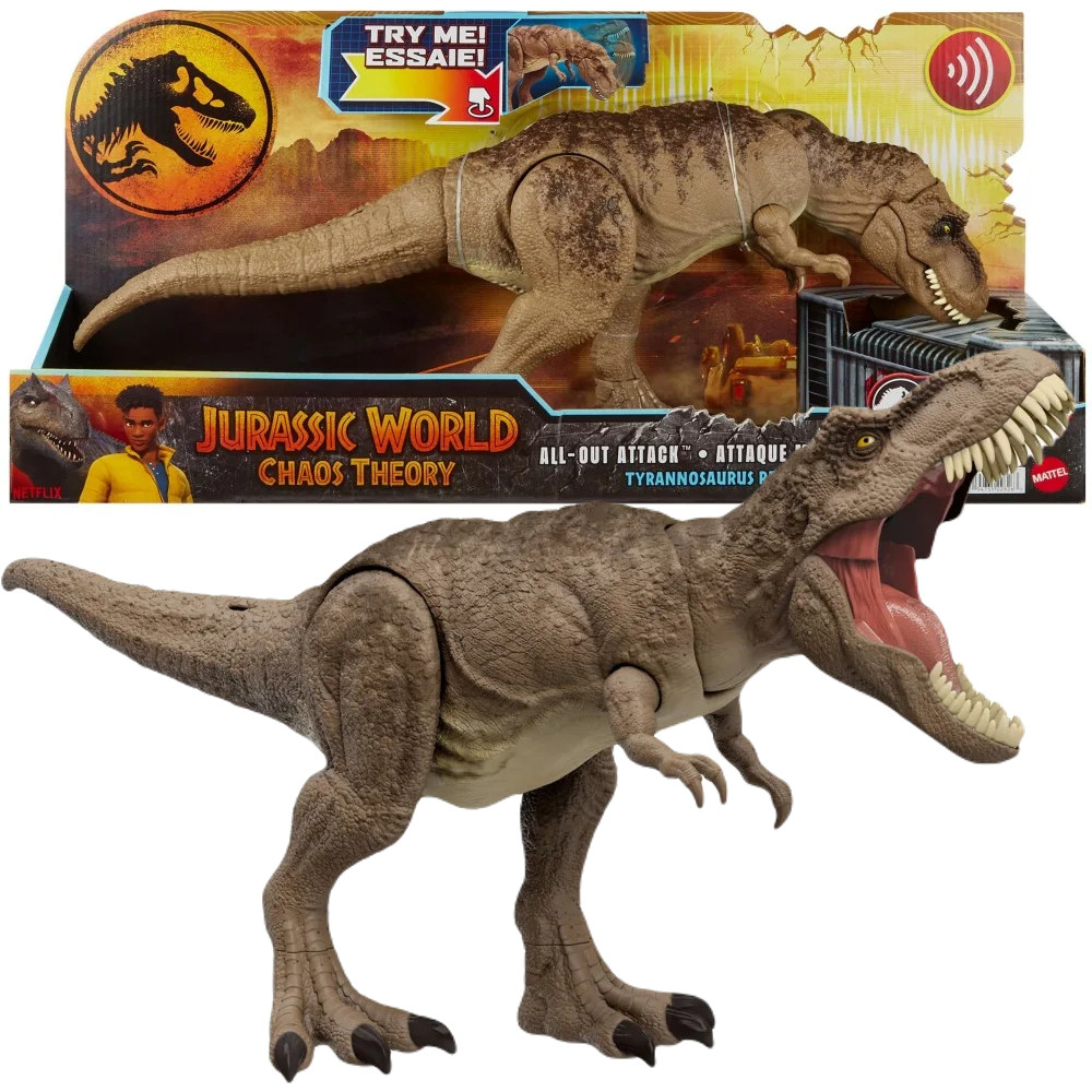 Mattel Jurassic World Teoria Chaosu Tyrannosaurus Rex Totalny Atak HXF53