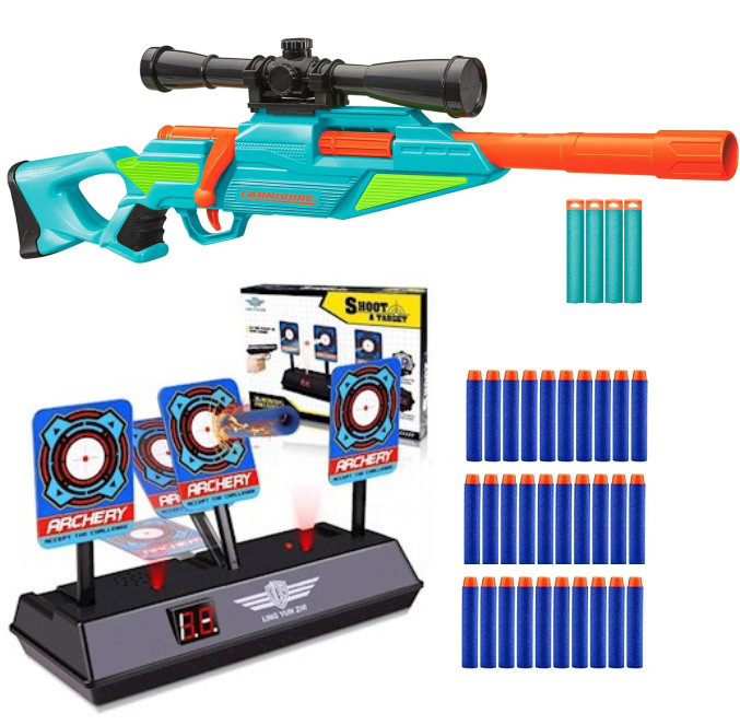 Buzz Bee Air Warriors Carnivore 561005 + Elektroniczna Tarcza 3 cele +30 strzałek