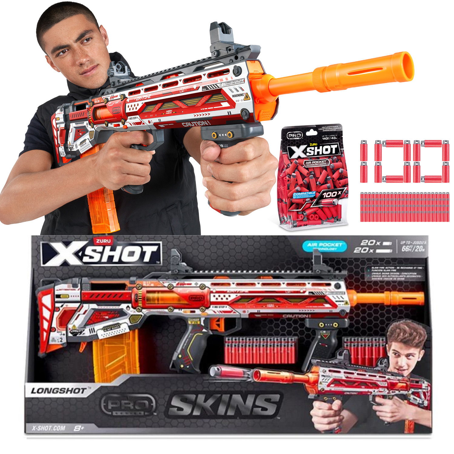 X-Shot Longshot Pro Skins 36600 +100 Strzałek Air Pocket krótkich