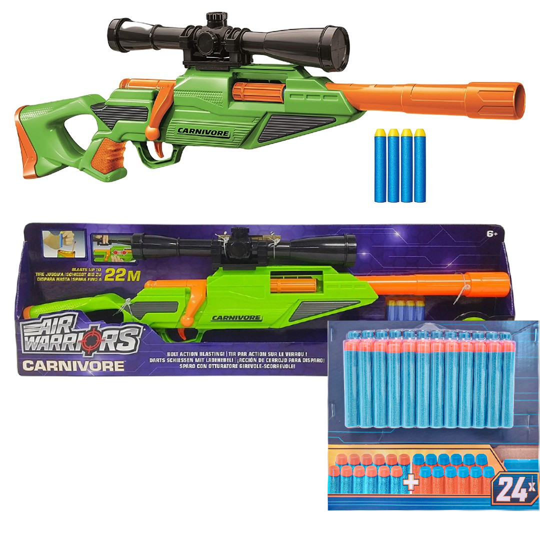 Buzz Bee Air Warriors Carnivore 561005 + strzałki Nerf Elite 2.0 24 szt. 