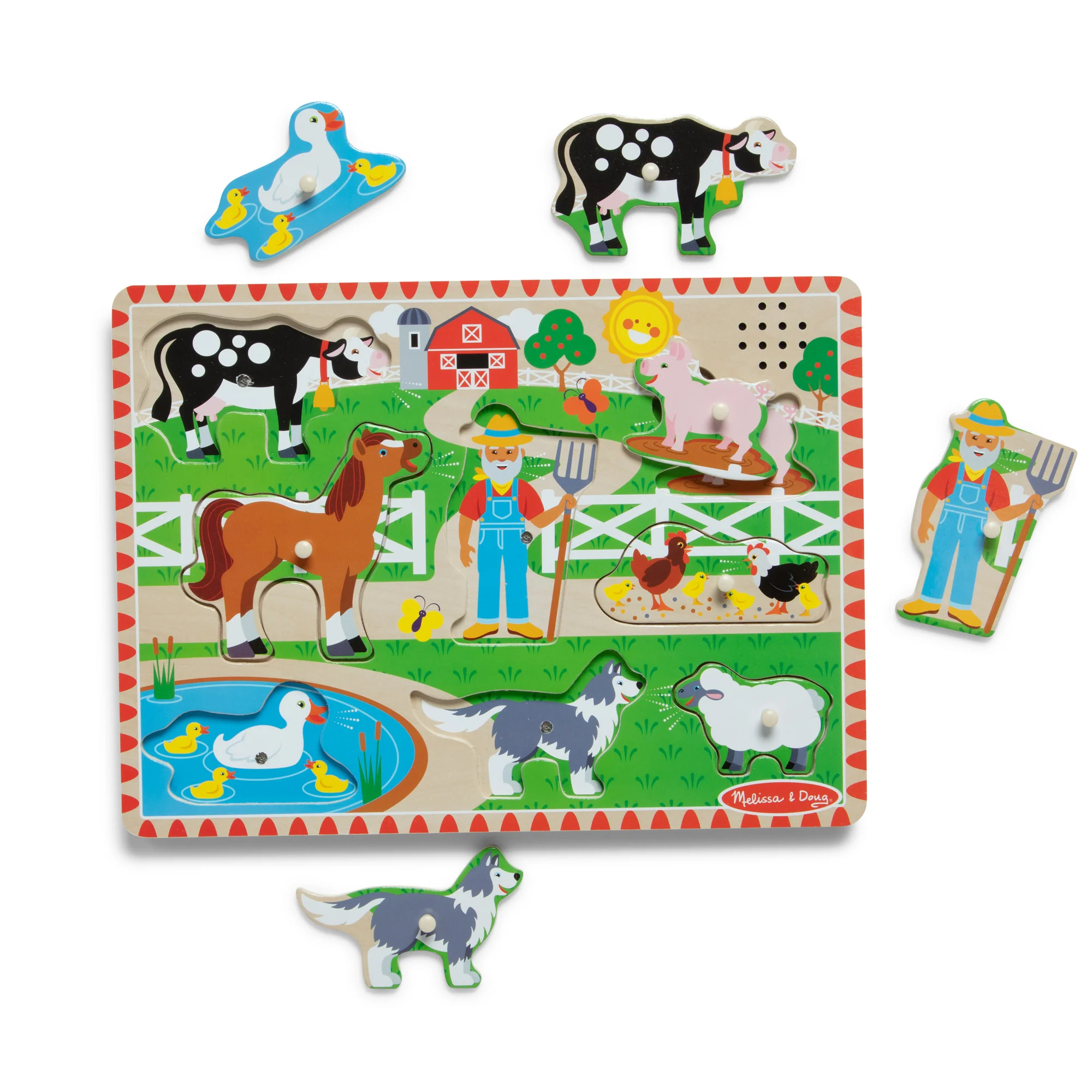 Melissa&Doug Drewniane Puzzle z dźwiękiem Farma Old McDonald's 8 elementów 00738