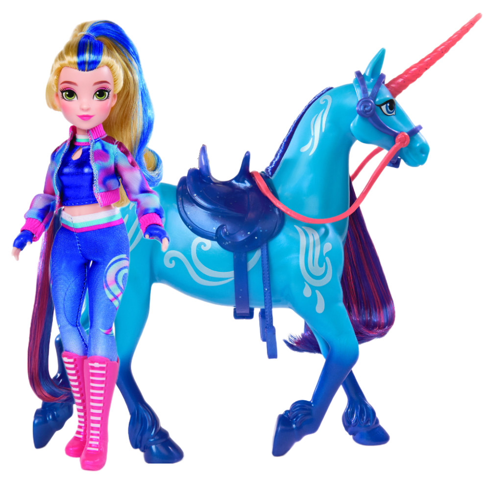 Unicorn Academy Zestaw  Niebieski Jednorożec River + Lalka Isabel 
