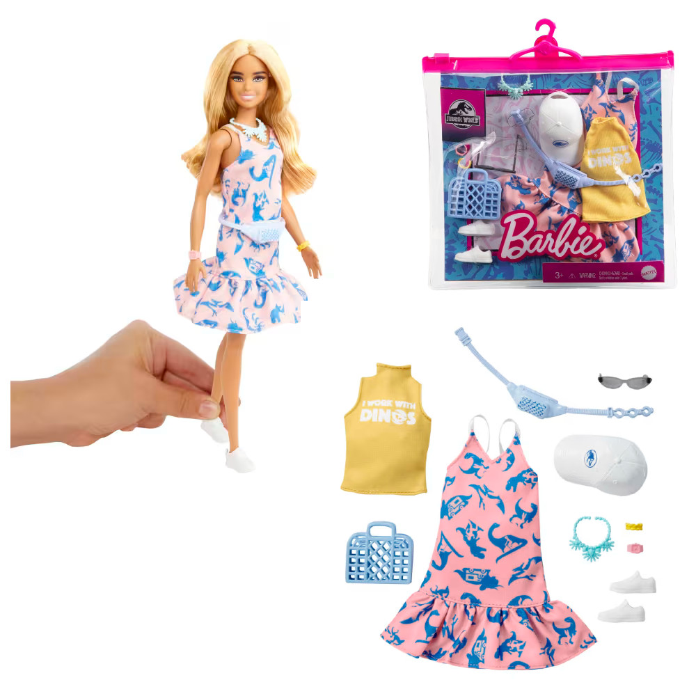 Barbie Fashion Zestaw Ubranek Jurassic Park - Sukienka GRD63